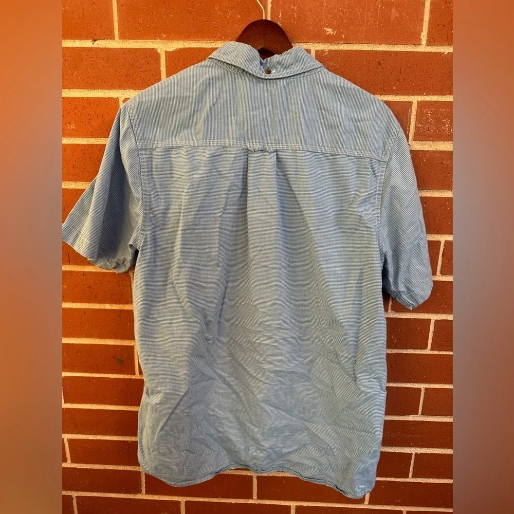 The North Face Button Up Shirt Blue White Stripe Men’s Medium Short Sleeve